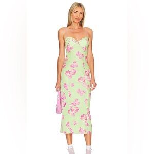 Love Shack Fancy Midi Dress in Peony Mint. Size: Small
